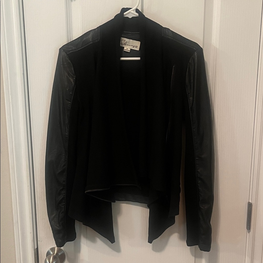 Vintage Havana Black Jacket with Faux Leather Accents